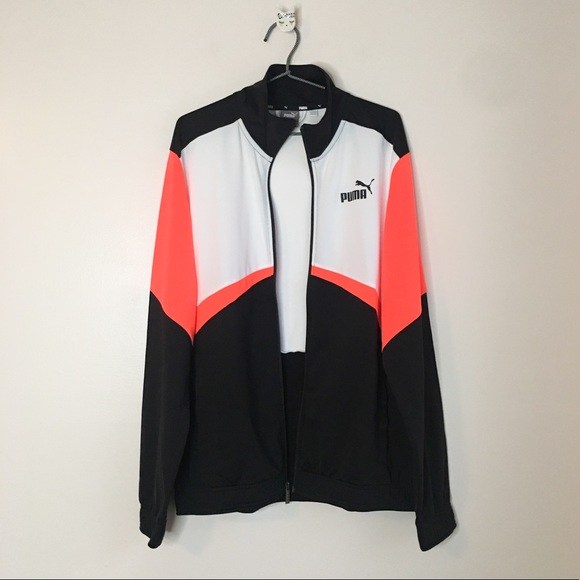 Puma Colorblock Retro Neon Track Jacket Black and Orange Size Large - Picture 8 of 8